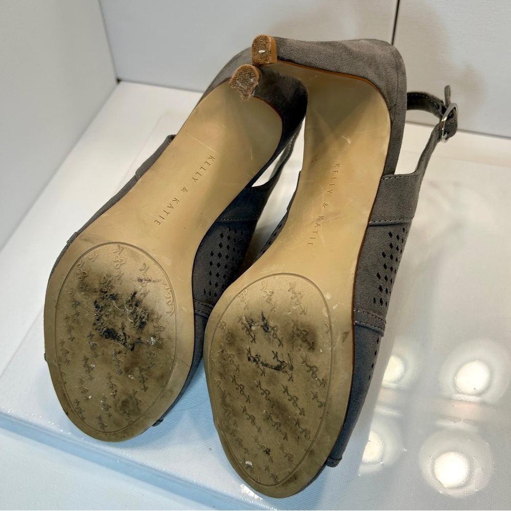 Kelly & Katie Gray Perforated Heels with Peep-Toe - Picture 7 of 8